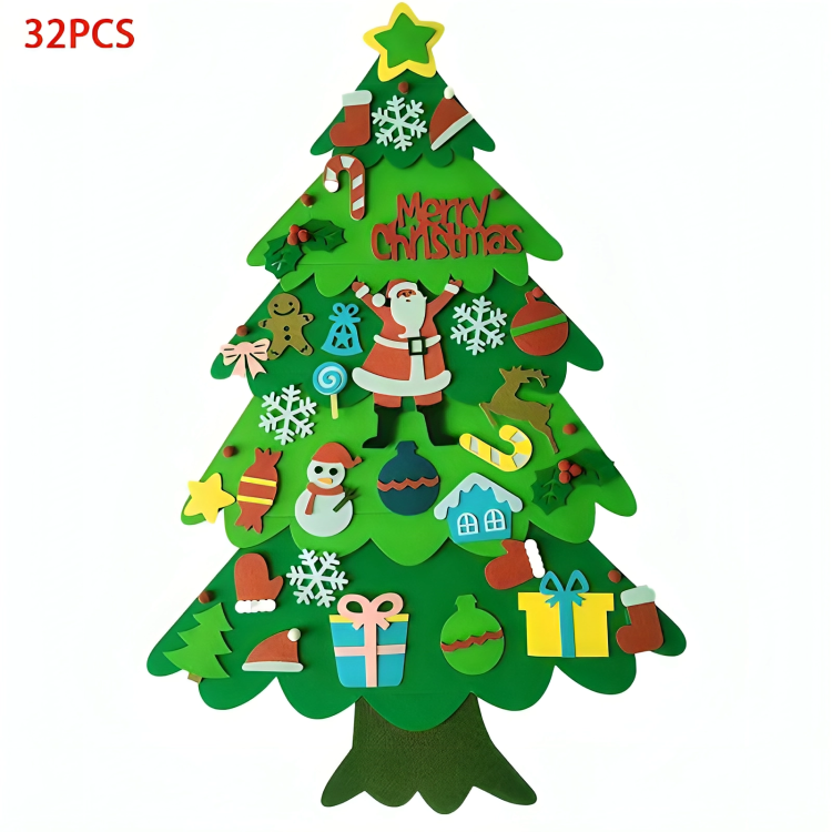 DIY Felt Christmas Tree 32 Ornaments Toddler-Safe