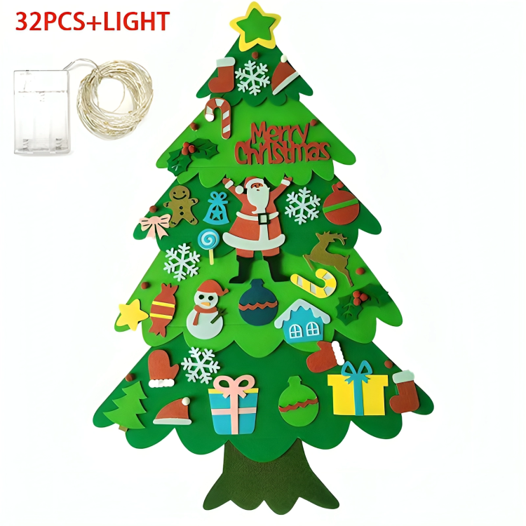 DIY Felt Christmas Tree 32 Ornaments Toddler-Safe
