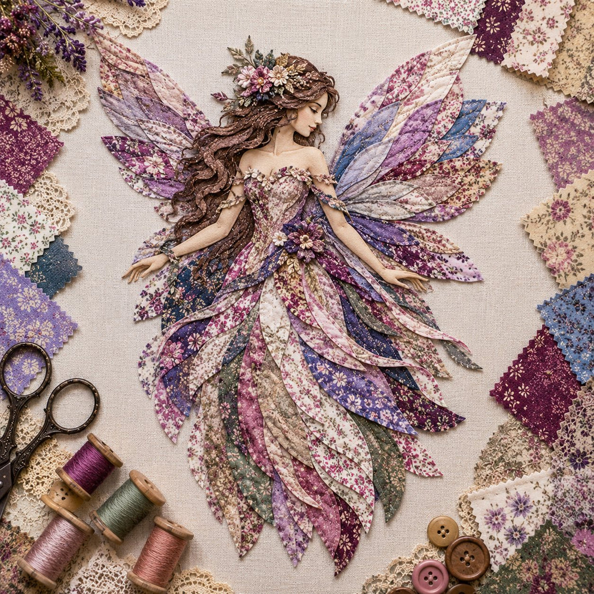 DIY Patchwork Kit Layered Floral Hanging 35 cm