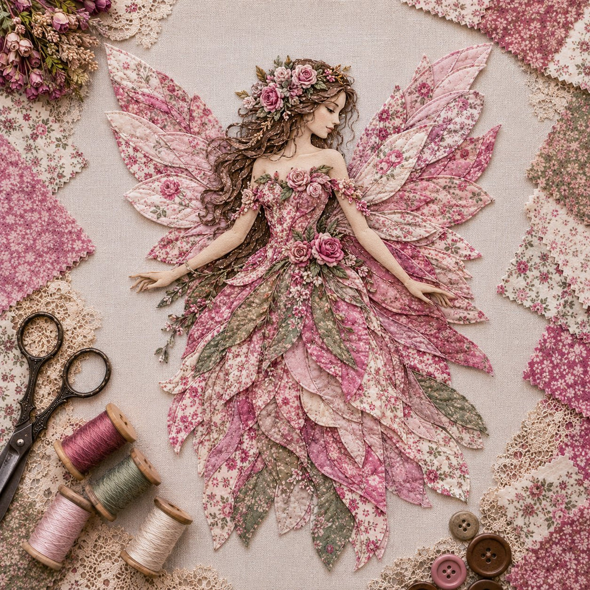 DIY Patchwork Kit Layered Floral Hanging 35 cm