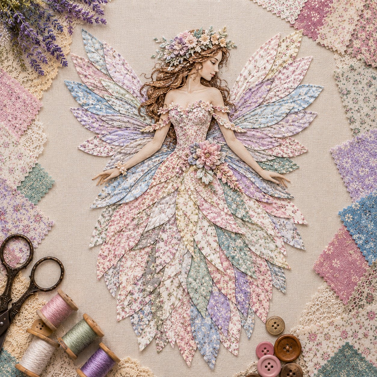 DIY Patchwork Kit Layered Floral Hanging 35 cm