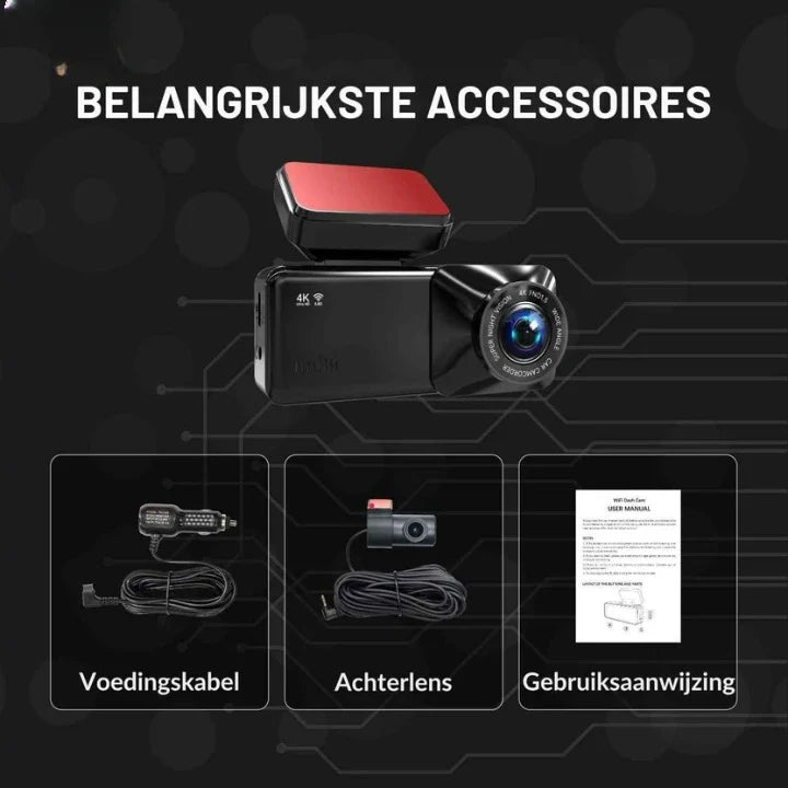Dash Camera Dual-Lens 4K/1080P WiFi & GPS