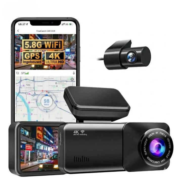 Dash Camera Dual-Lens 4K/1080P WiFi & GPS