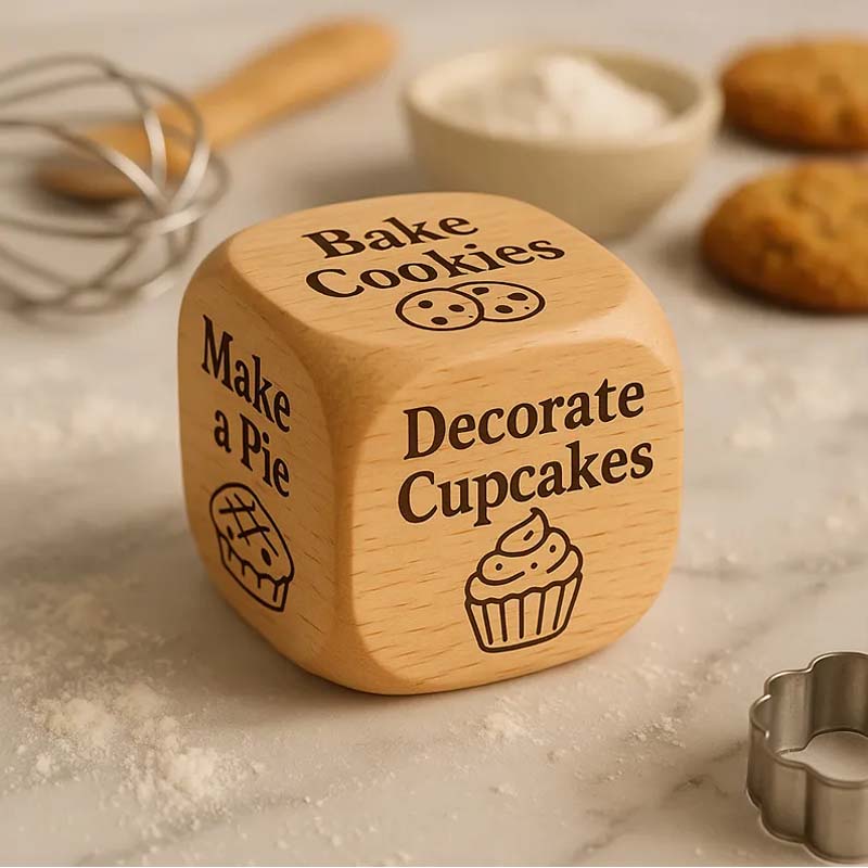 Decision Dice Laser-Engraved Natural Wood