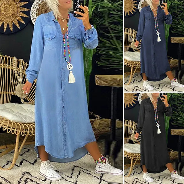 Denim Dress A-Line Soft Breathable