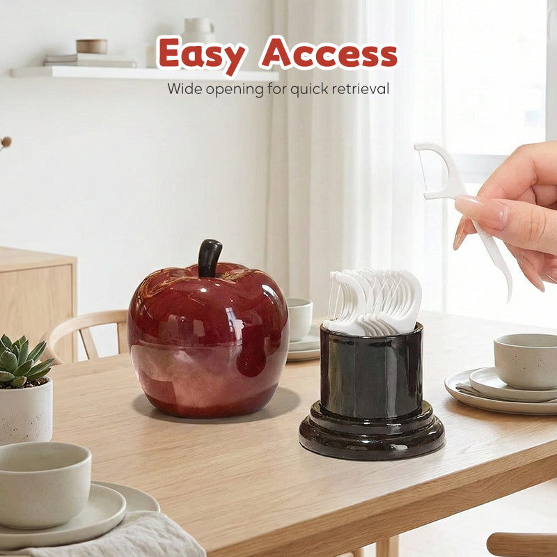 Dental Floss Organizer Dustproof Lid Apple & Pear Shapes