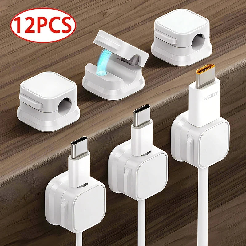 Desk Cable Organizer Magnetic & Self-Adhesive Set of 12