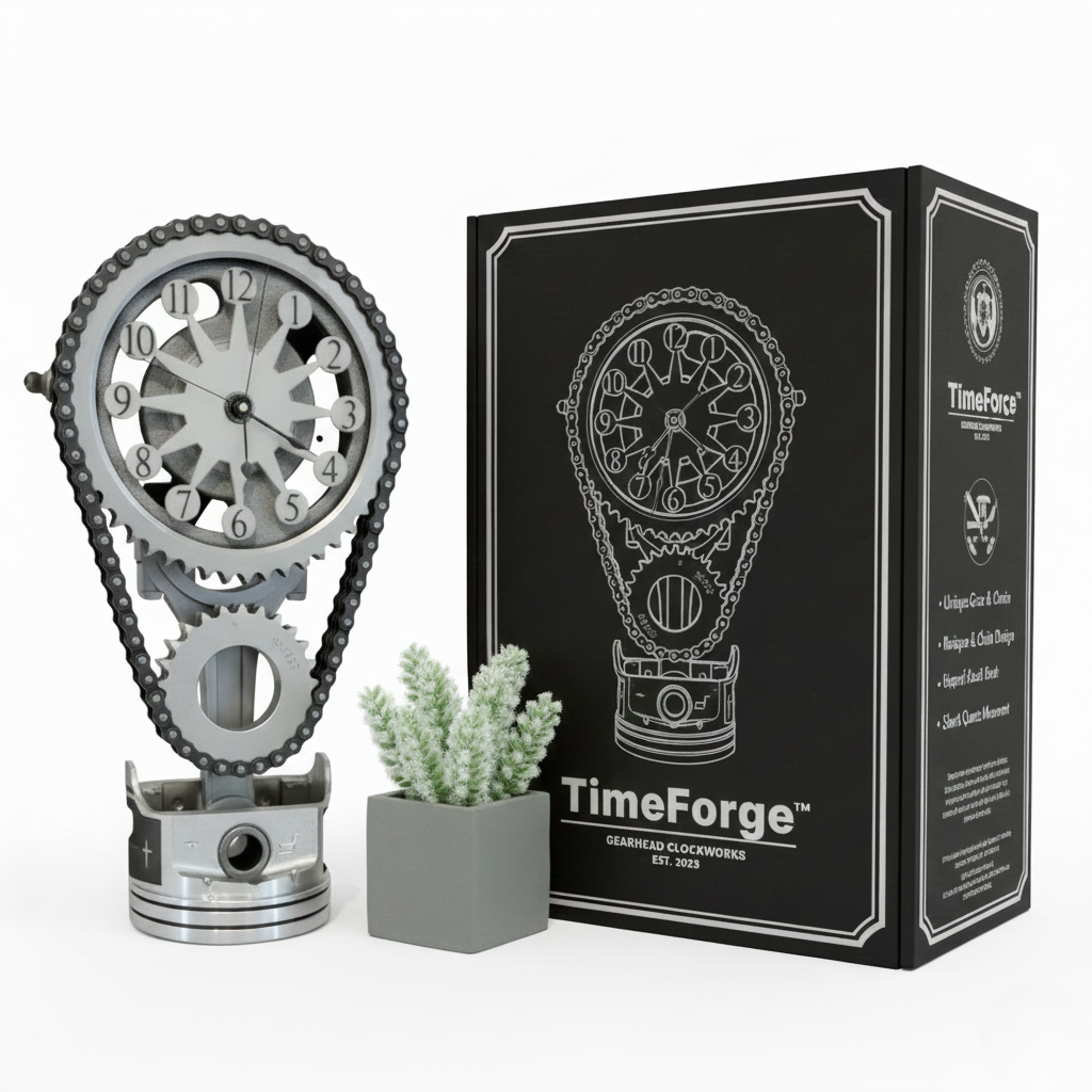 Desk Clock Exposed Metal Gears Touch-Safe Battery-Free