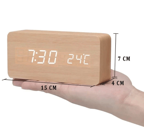 Desk Clock Voice-Activated LED Time & Temperature