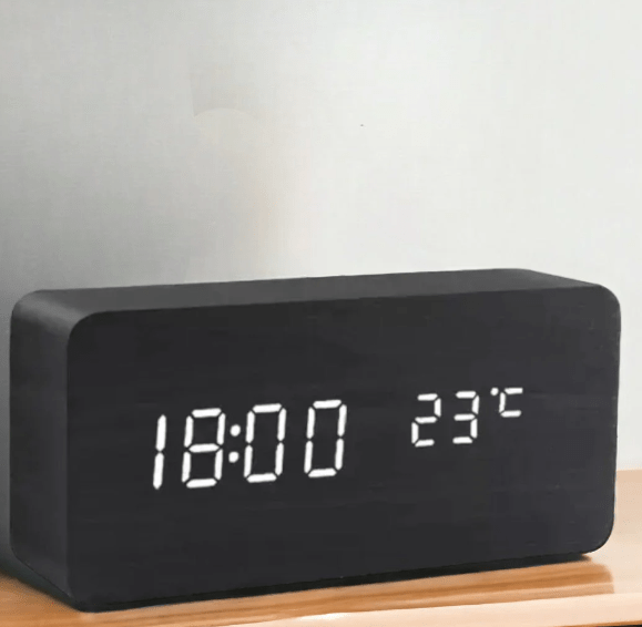 Desk Clock Voice-Activated LED Time & Temperature