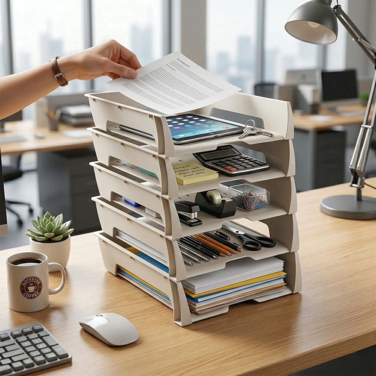 Desk Document Organizer 6-Tier A4 Compatible Open Design