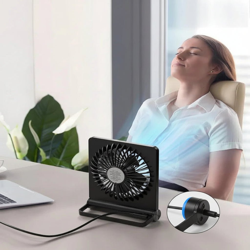 Desk Fan USB-Powered Adjustable Airflow Quiet & Compact