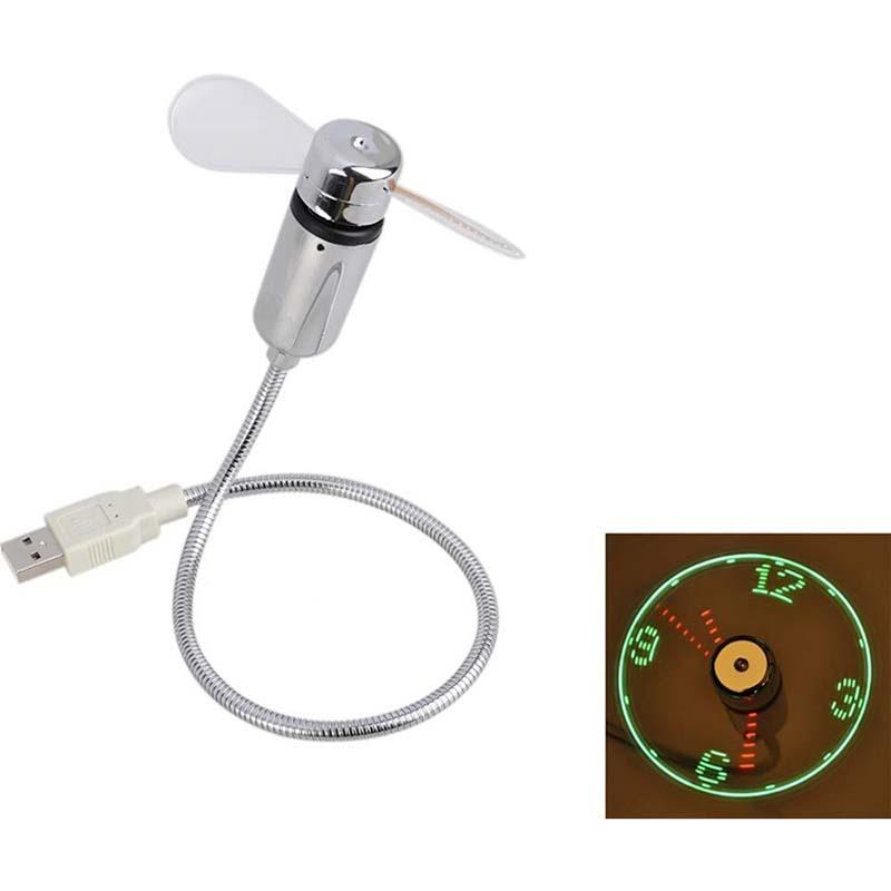 Desk Fan USB Powered LED Clock & Temperature Display