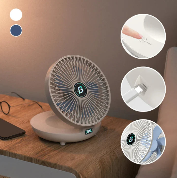 Desk Fan USB Rechargeable Compact & Quiet Wall-Mountable