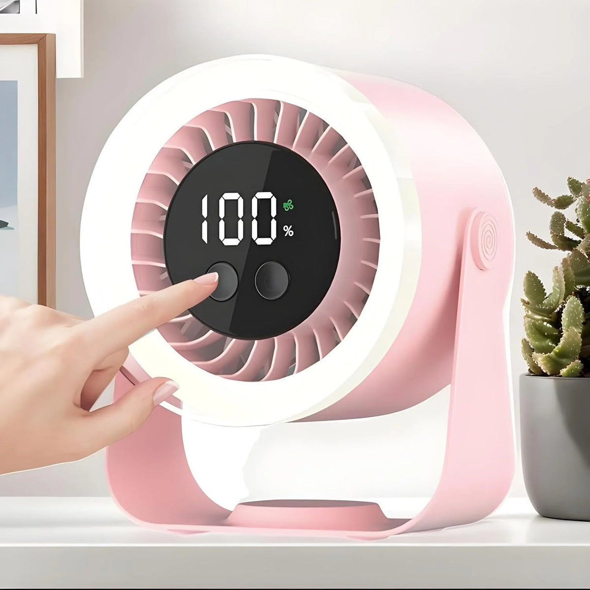Desk Fan Ultra-Quiet 10 Speeds USB-C Rechargeable 10H