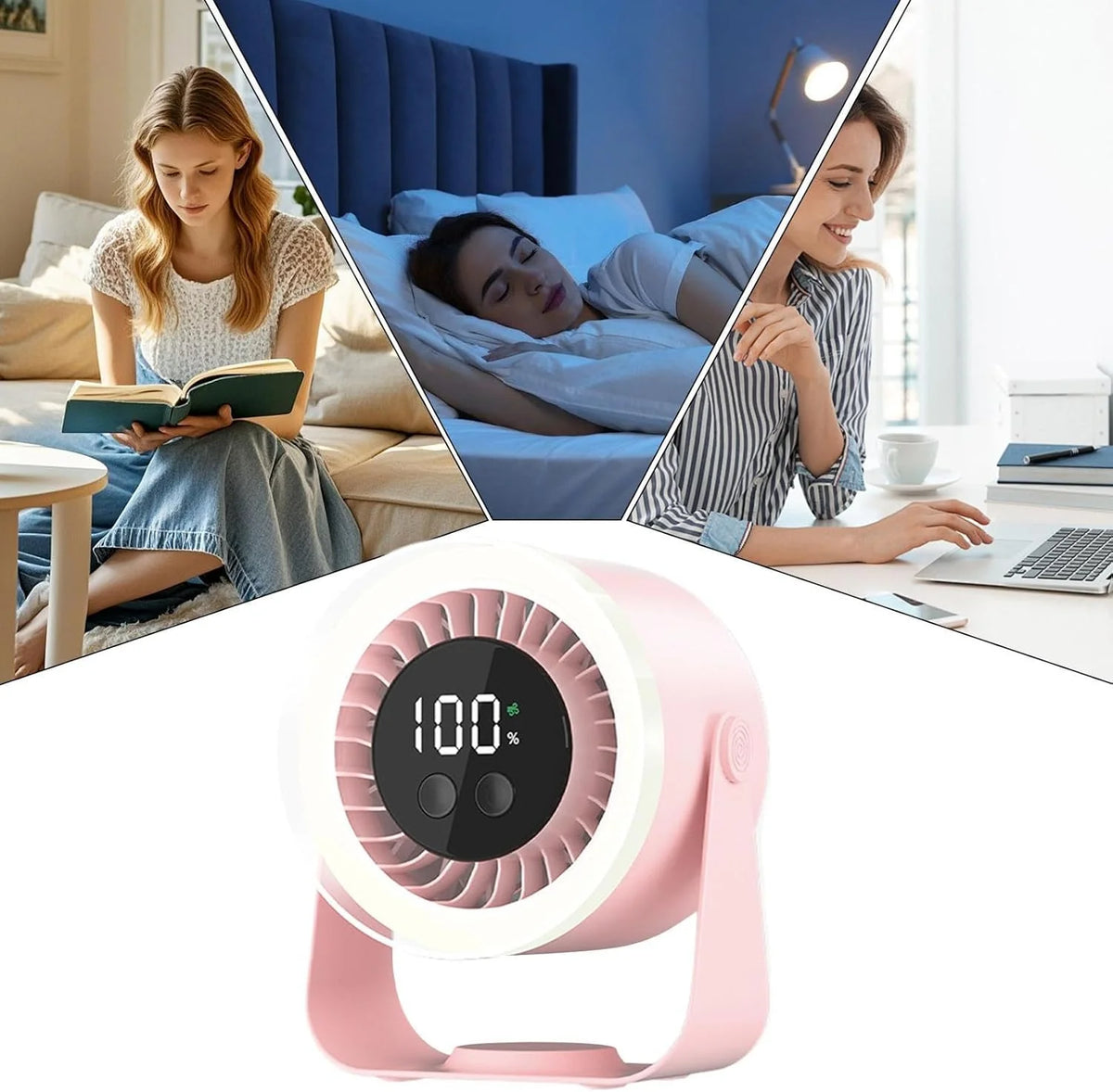 Desk Fan Ultra-Quiet 10 Speeds USB-C Rechargeable 10H