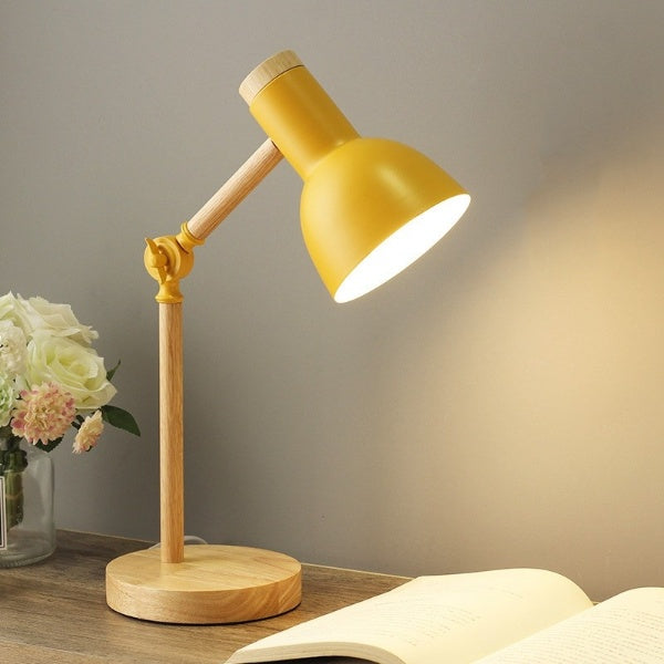 Desk Lamp Wood & Metal Adjustable Arm Touch Dimming
