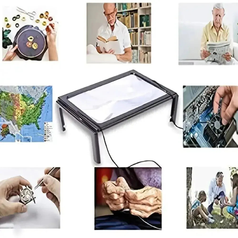 Desk Magnifier Foldable 3x Optical Built-In LED