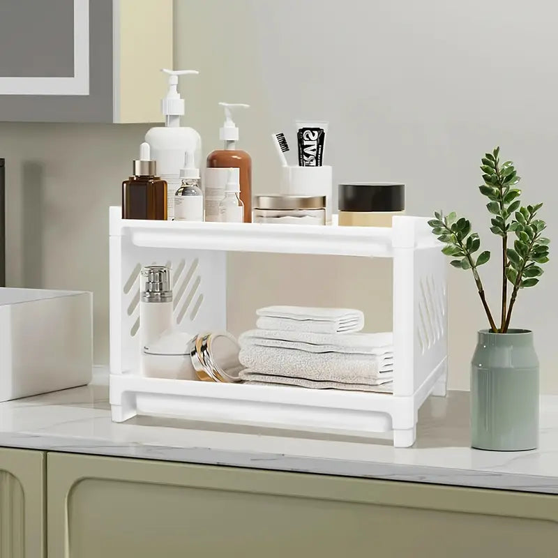Desk Organizer 2-Tier Space-Saving Open-Side Fabric-Covered Surfaces