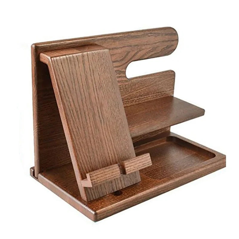 Desk Organizer Solid Walnut Phone Stand With Cable Slot