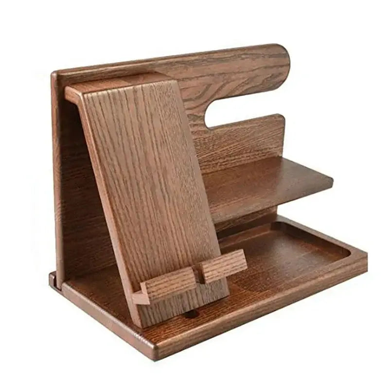 Desk Organizer Walnut Phone Stand & Watch Holder