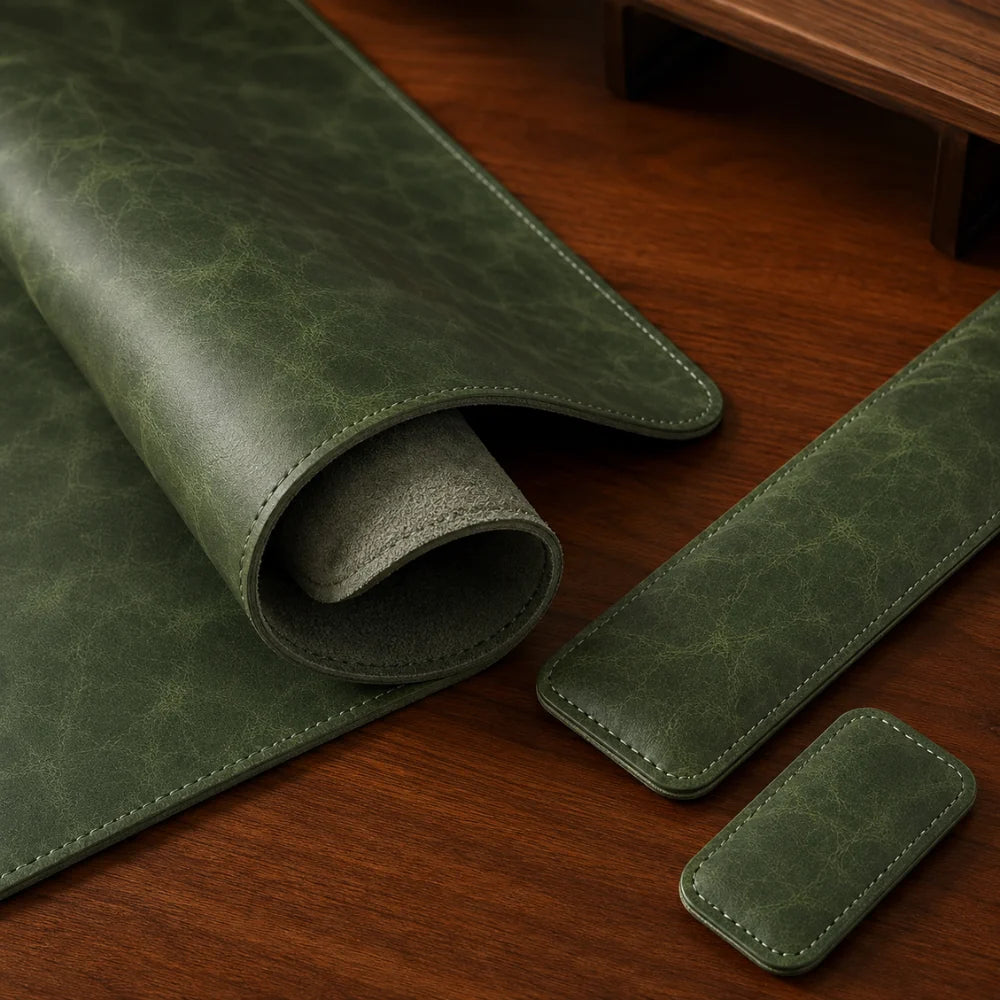 Desk Pad Set Leather-Look PVC Non-Slip Ergonomic Wrist Rests