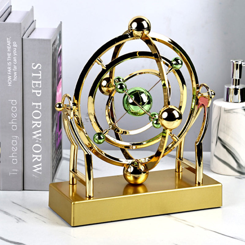 Desk Pendulum Sculpture Gold Metal Battery Free