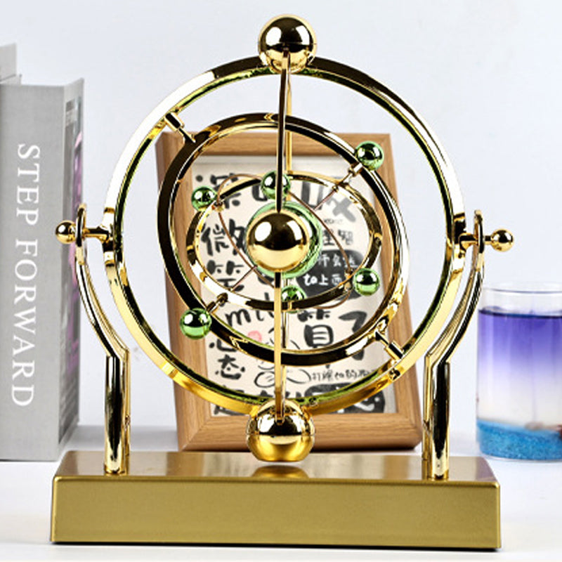 Desk Pendulum Sculpture Gold Metal Battery Free