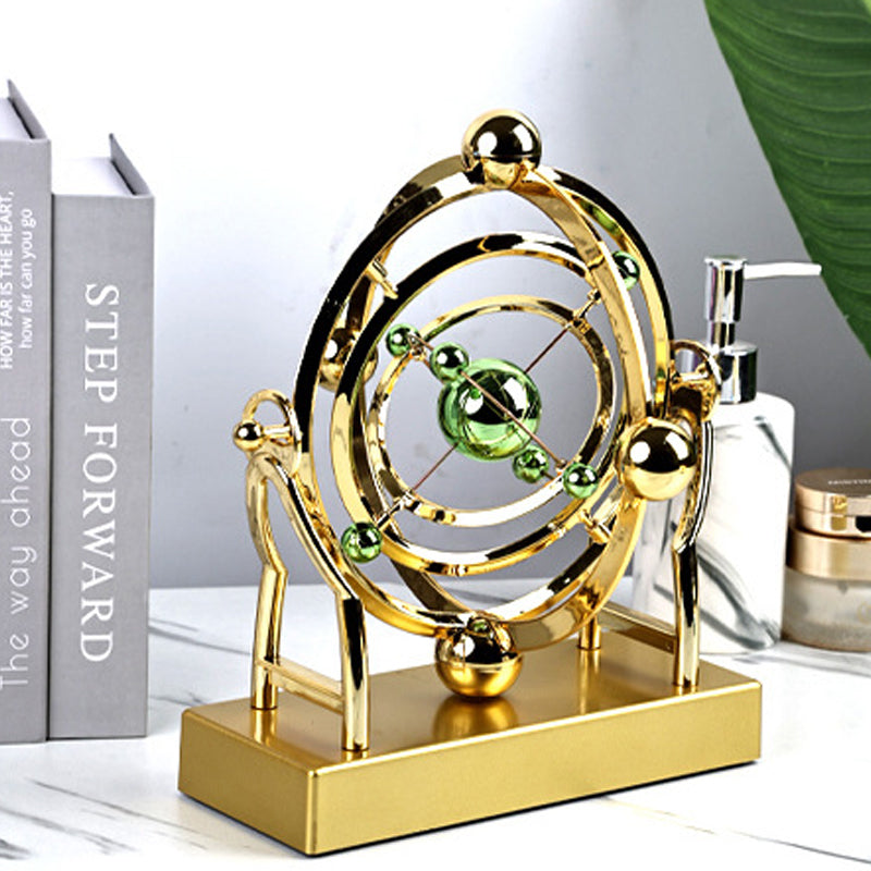 Desk Pendulum Sculpture Gold Metal Battery Free