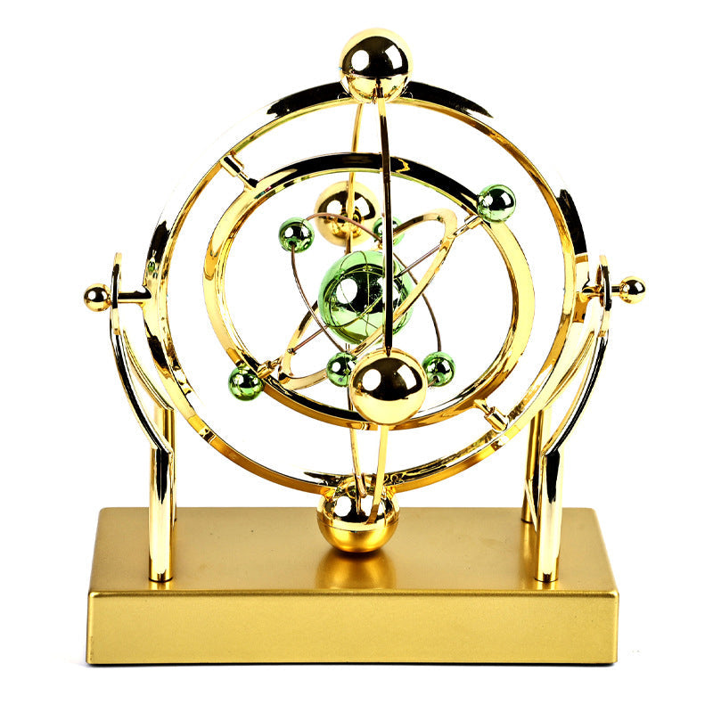 Desk Pendulum Sculpture Gold Metal Battery Free