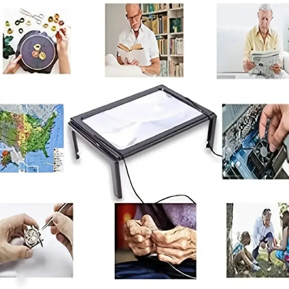 Desktop Magnifier 3x Full-Page Foldable LED & Hands-Free