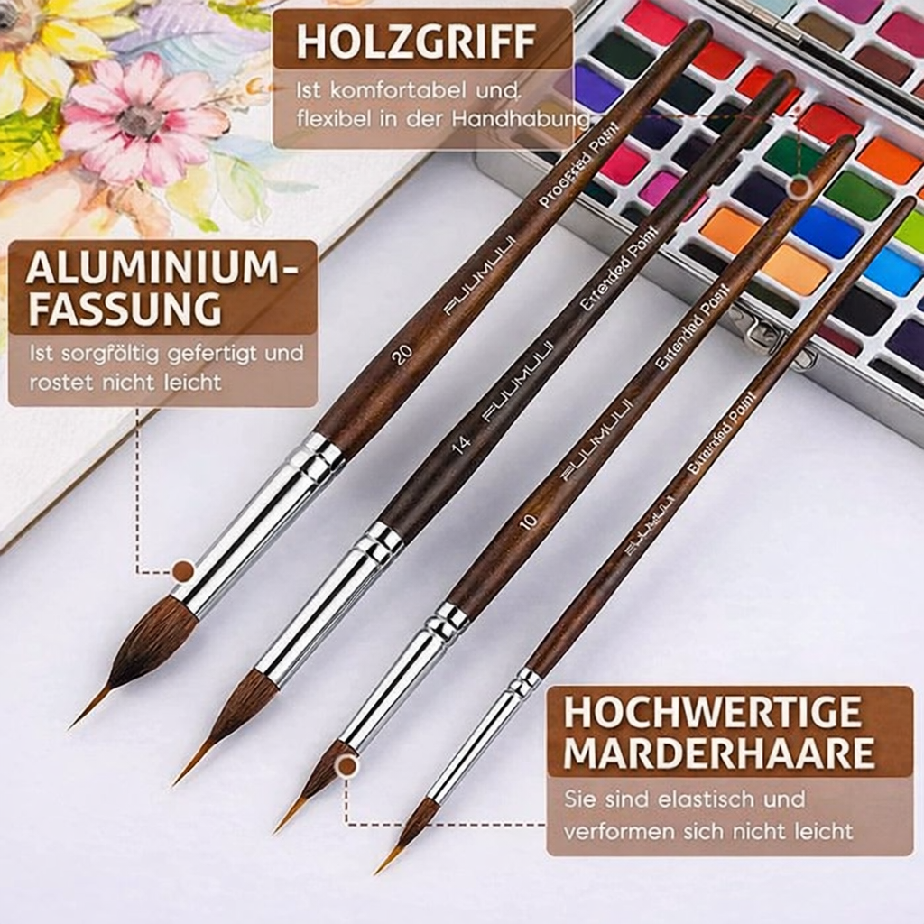 Detail Brush Set Fine Pointed Synthetic Bristles Wooden Handles