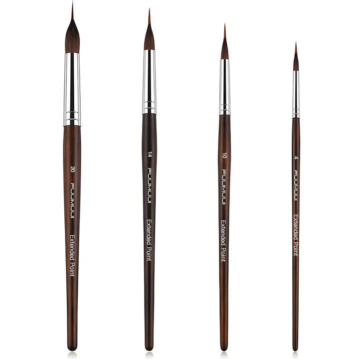 Detail Brush Set Fine Pointed Synthetic Bristles Wooden Handles