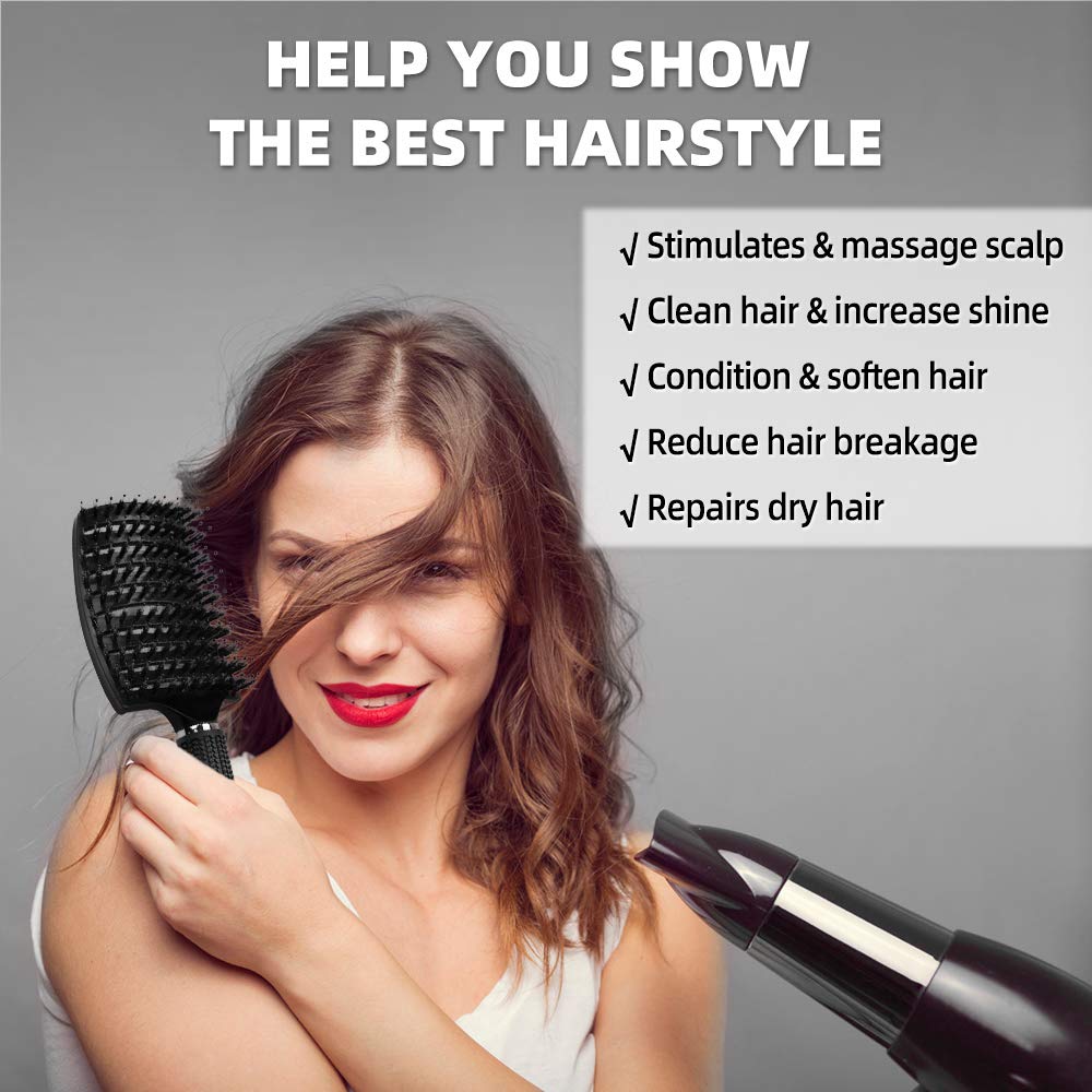 Detangling Hair Brush Ventilated Bristles Scalp Massage Non-Slip Handle