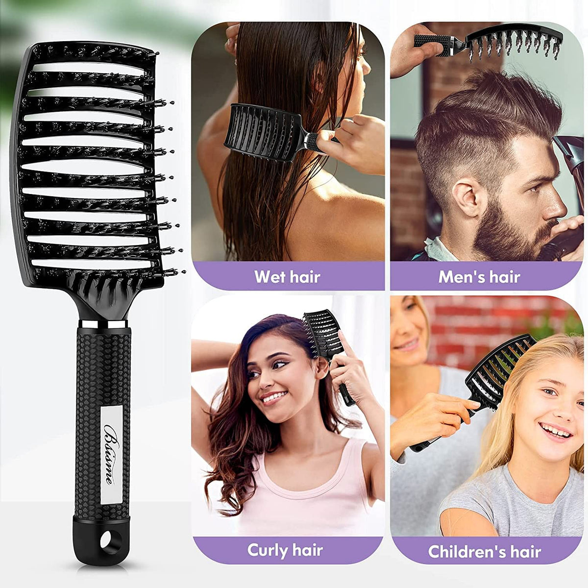Detangling Hair Brush Ventilated Bristles Scalp Massage Non-Slip Handle