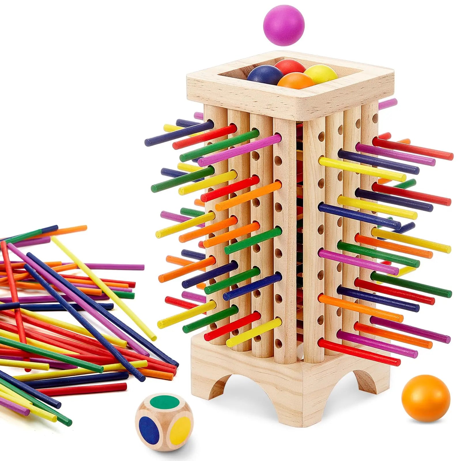 Dexterity Game Solid Wood & Colorful Rods