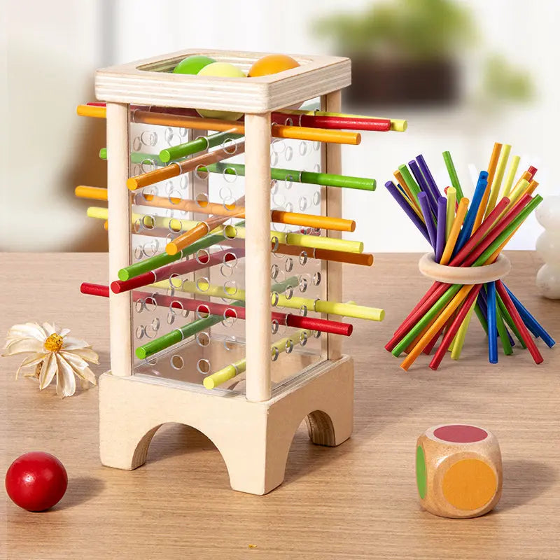 Dexterity Game Solid Wood & Colorful Rods