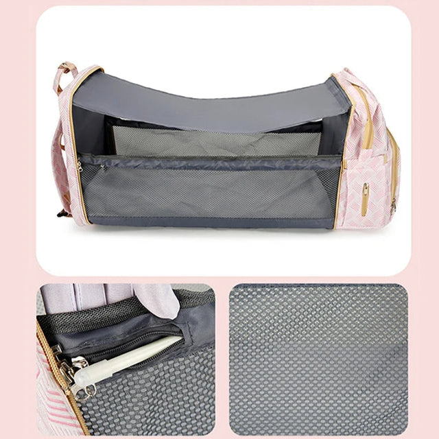 Diaper Bag Convertible Travel Bed Insulated Bottle Holders Organizer
