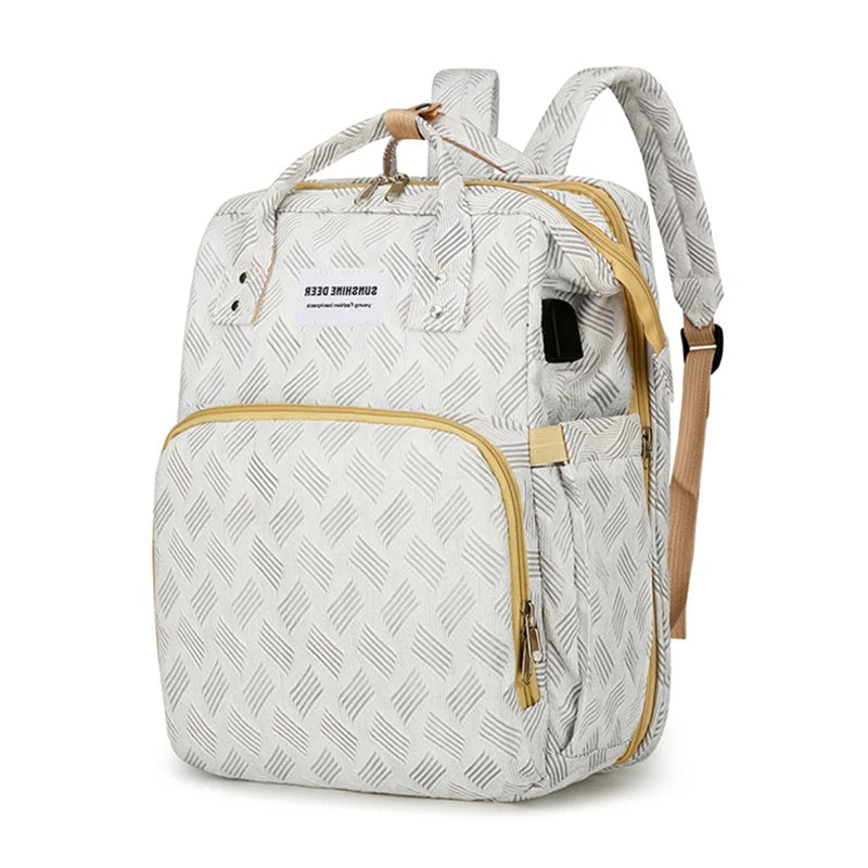 Diaper Bag Convertible Travel Bed Insulated Bottle Holders Organizer