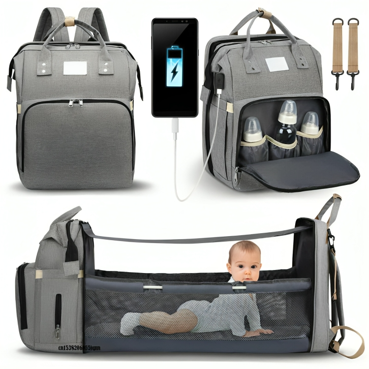 Diaper Bag Converts To Travel Crib Waterproof Nylon