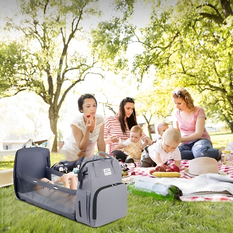 Diaper Bag Converts To Travel Crib Waterproof Nylon