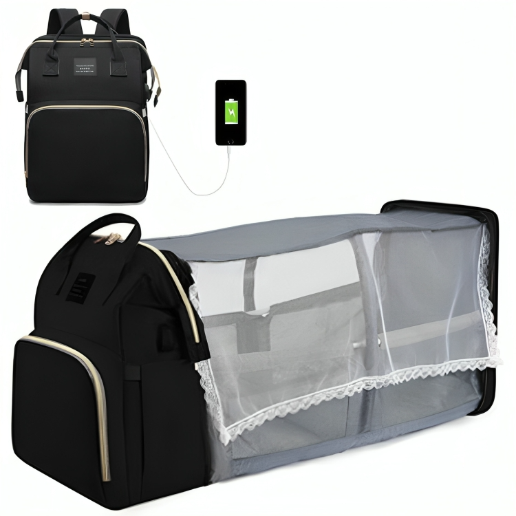 Diaper Bag Converts To Travel Crib Waterproof Nylon