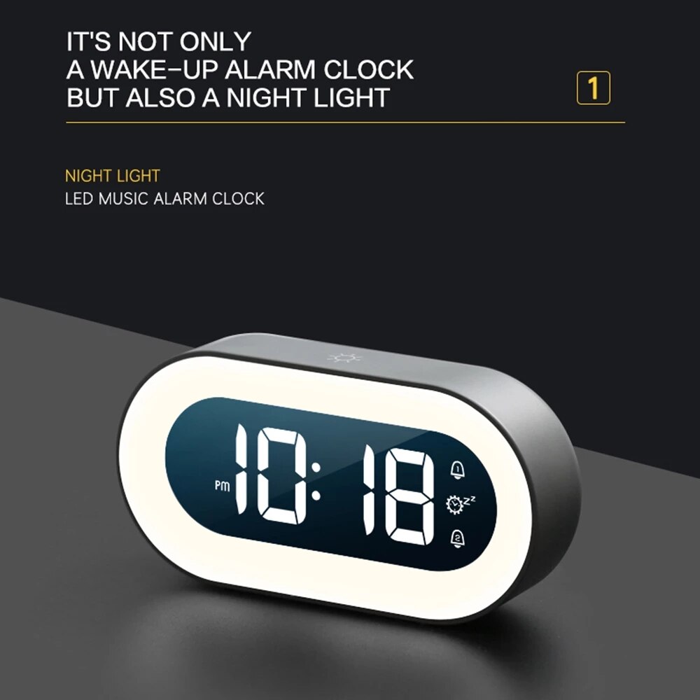 Digital Alarm Clock 5.7-Inch LED Dimmable Night Light