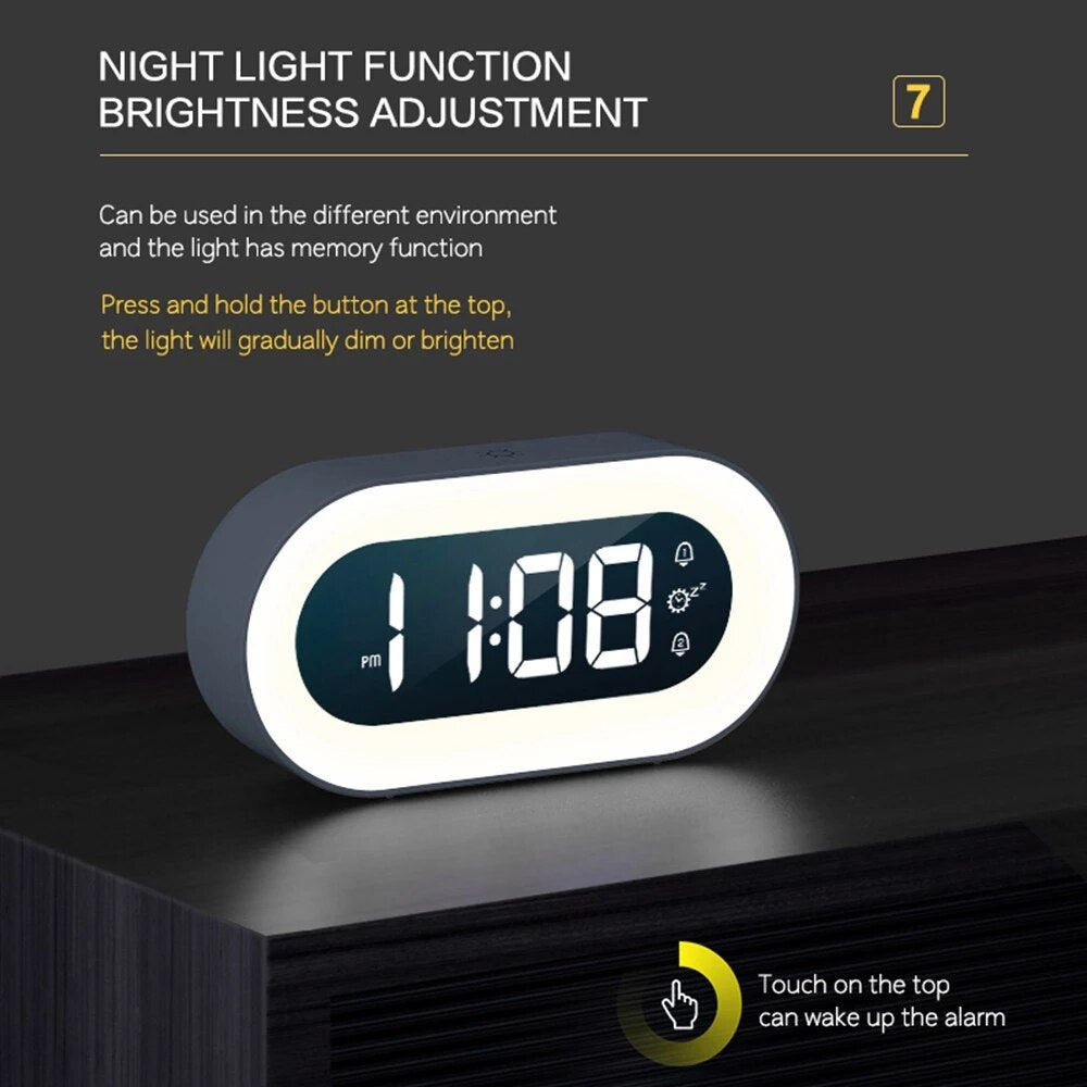 Digital Alarm Clock 5.7-Inch LED Dimmable Night Light