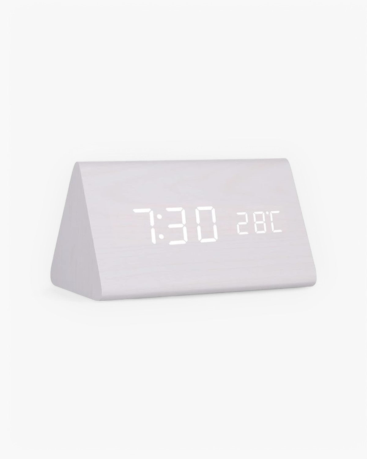 Digital Alarm Clock Wooden LED Display Time Temperature Humidity