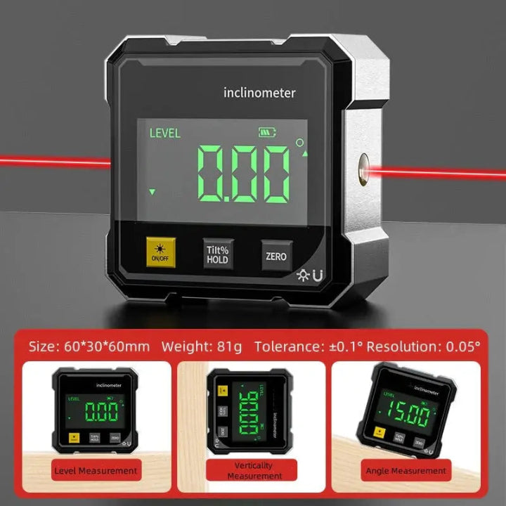 Digital Angle Finder Magnetic Base Laser Line & Backlit Display