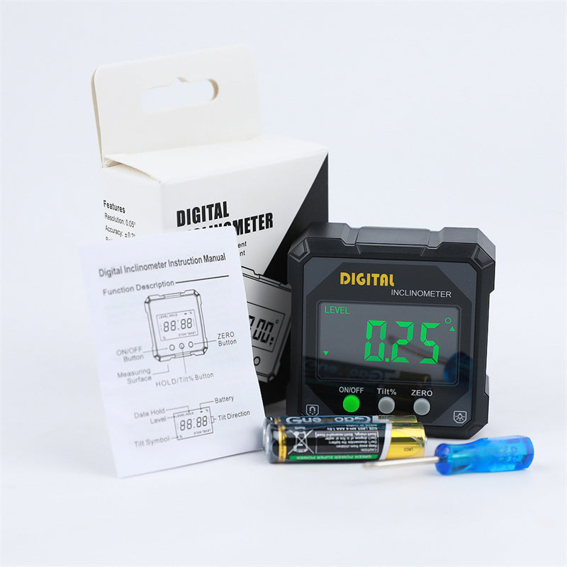 Digital Angle Gauge 0.2° Accuracy Magnetic Base Backlit Display