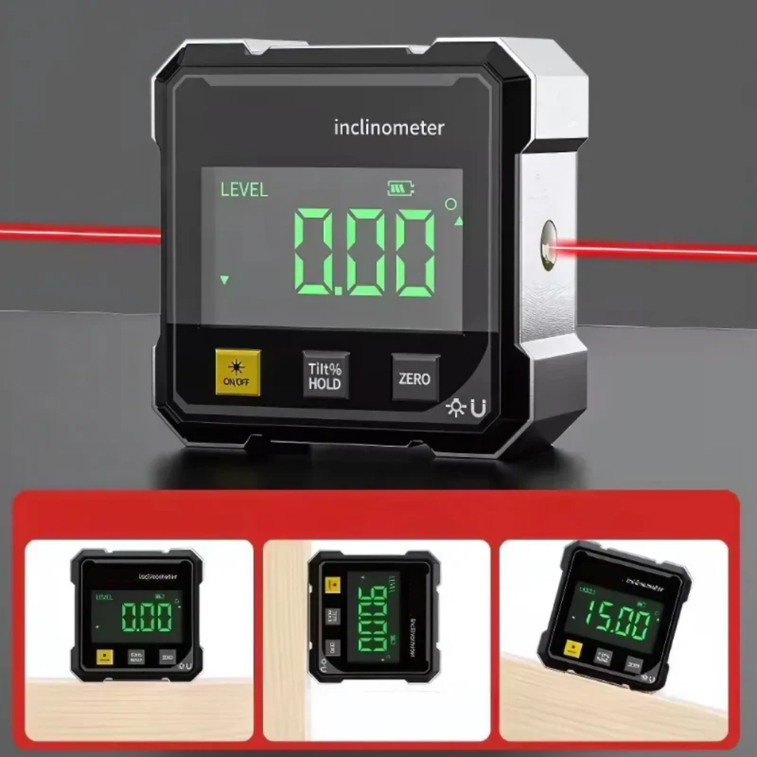 Digital Angle Gauge Integrated Laser Magnetic Base LCD Display