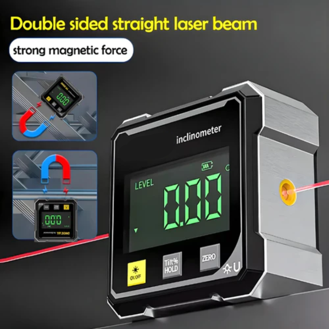 Digital Angle Gauge Integrated Laser Magnetic Base LCD Display