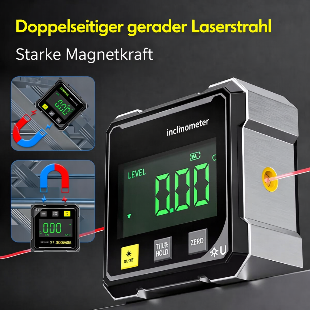 Digital Inclinometer Magnetic Base & Laser Guide High-Precision LCD